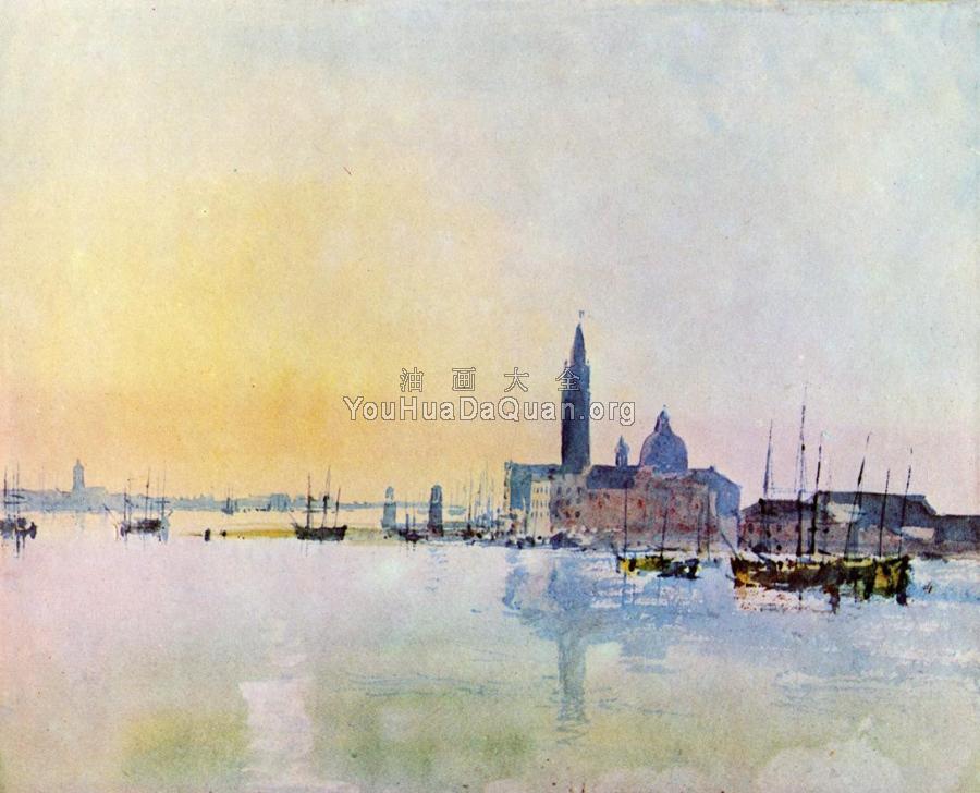 Venice, San Guirgio from the Dogana,Sunrise - 约瑟夫·玛罗德·威廉·透纳